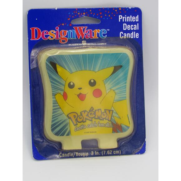NEW Sealed DesignWare Candle Pikachu Pokemon 1999 3 Inches Printed Decal Vintage - Picture 1 of 12